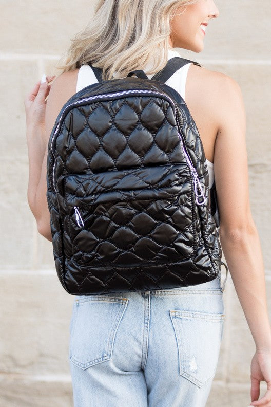Jade Metallic Puffer Backpack | Modern Boutique Fashion