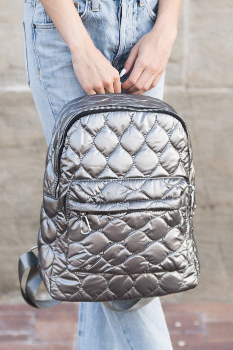 Jade Metallic Puffer Backpack | Modern Boutique Fashion