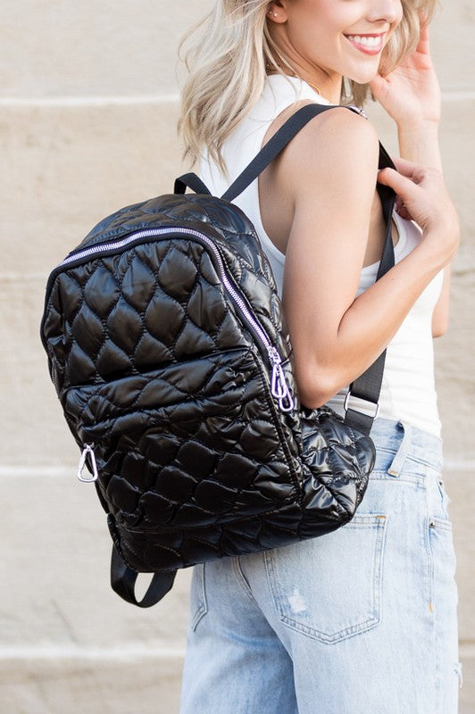 Jade Metallic Puffer Backpack | Modern Boutique Fashion