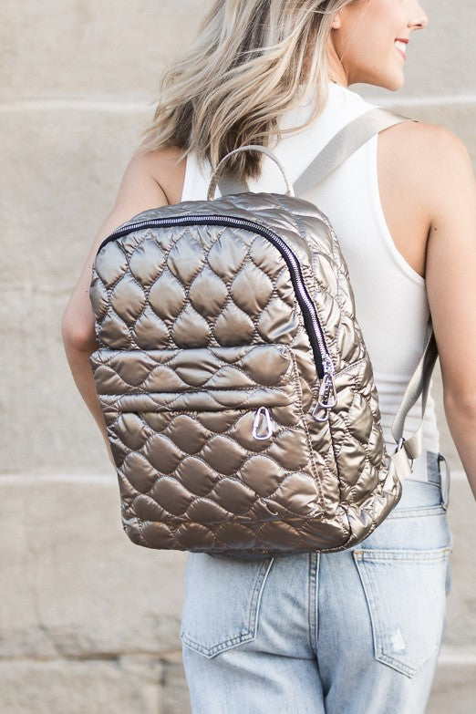 Jade Metallic Puffer Backpack | Modern Boutique Fashion