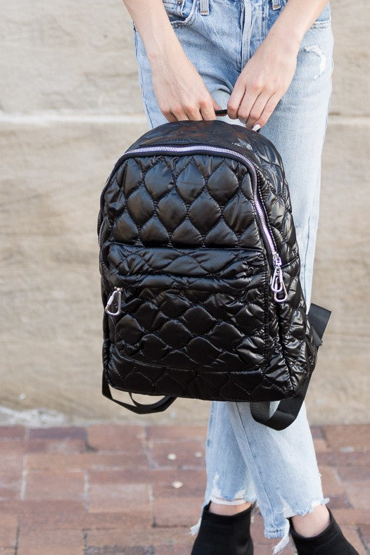 Jade Metallic Puffer Backpack | Modern Boutique Fashion