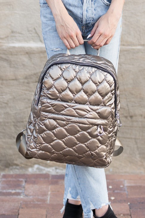 Jade Metallic Puffer Backpack | Modern Boutique Fashion