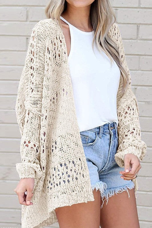 Crochet Dolman Knit Sleeve Cardigan | Modern Boutique Fashion