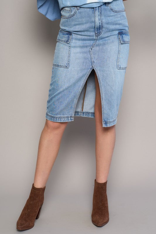 High Rise Front Slit Cargo Skirt | Modern Boutique Fashion