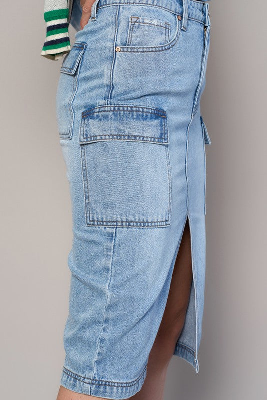 High Rise Front Slit Cargo Skirt | Modern Boutique Fashion