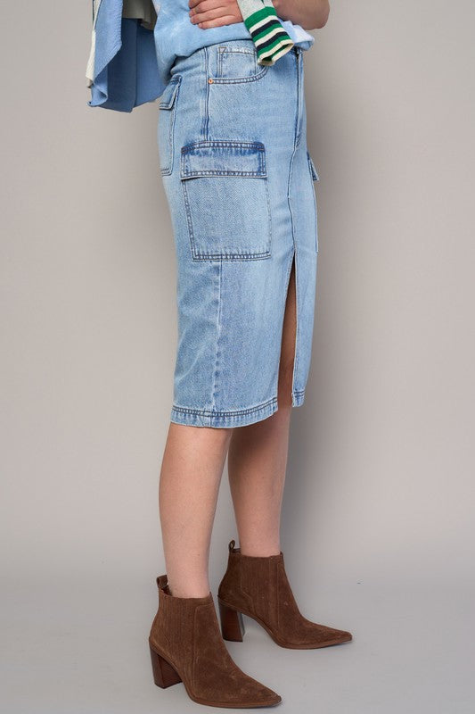 High Rise Front Slit Cargo Skirt | Modern Boutique Fashion