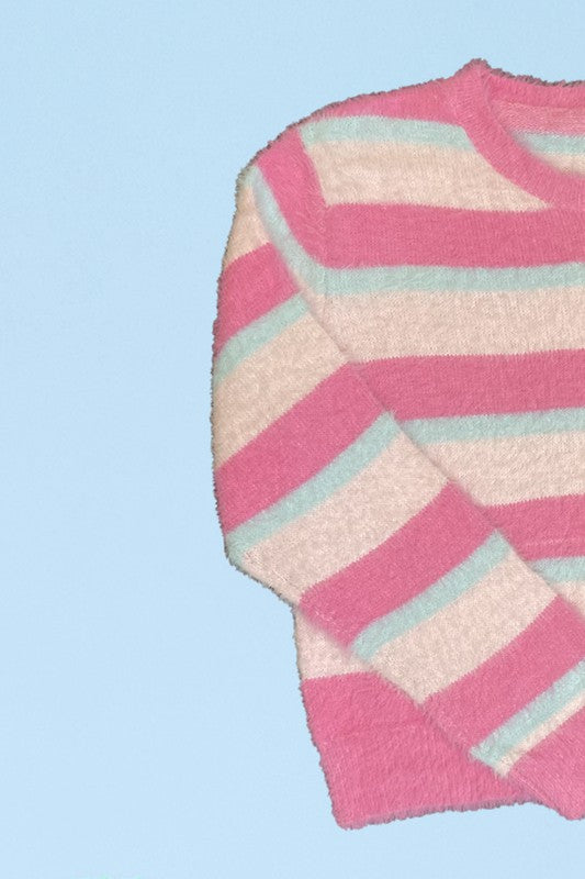 Fuzzy Striped Knit Sweater | Modern Boutique Fashion