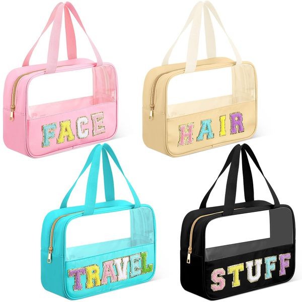 Chenille Letter Clear Travel Bag Luggage Makeup | Modern Boutique Fashion