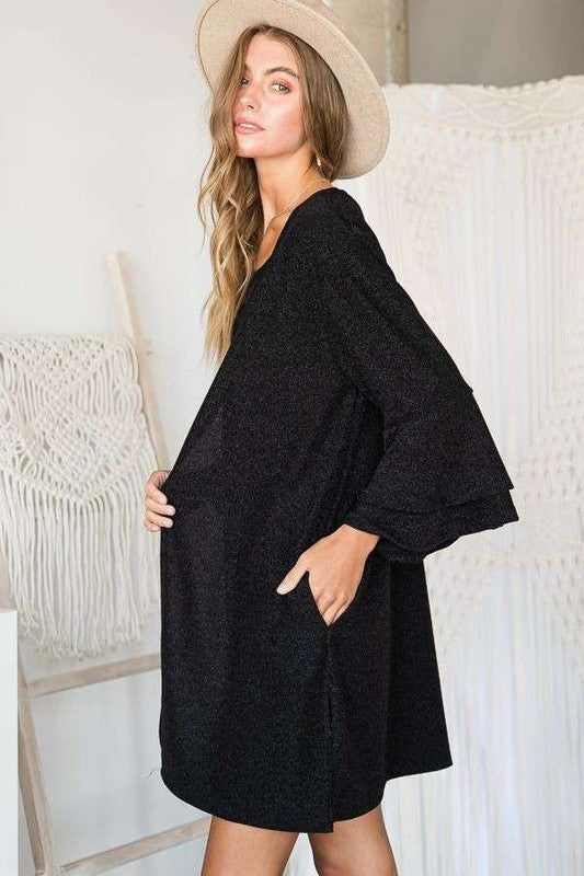 Glitter Bell Sleeve Kimono Cardigan Krt1664 | Modern Boutique Fashion