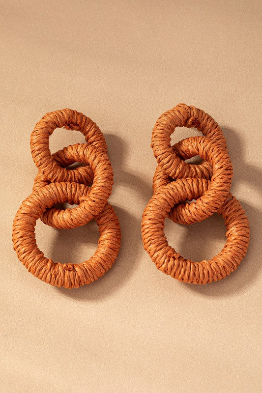 Hemp Rope Wrapped Chunky Wood Hoop Earrings | Modern Boutique Fashion