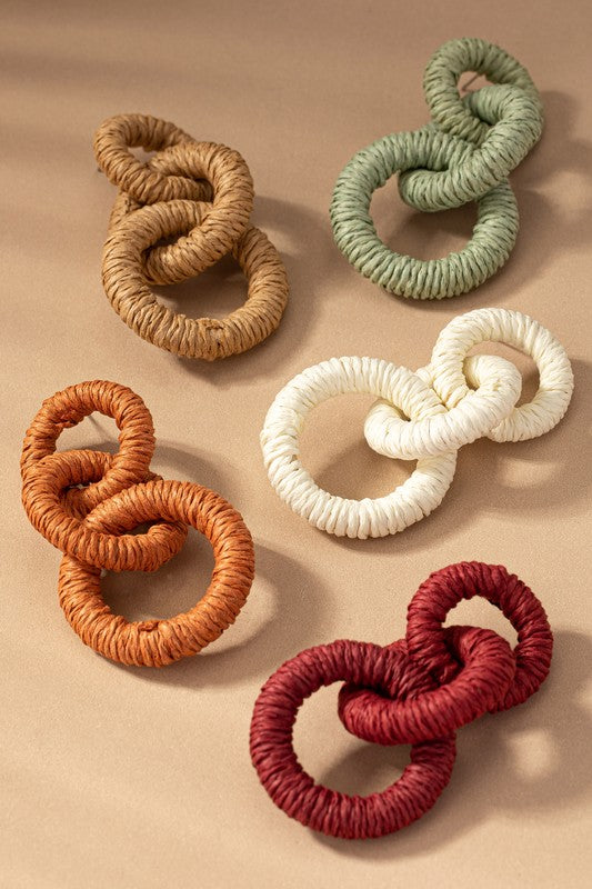 Hemp Rope Wrapped Chunky Wood Hoop Earrings | Modern Boutique Fashion