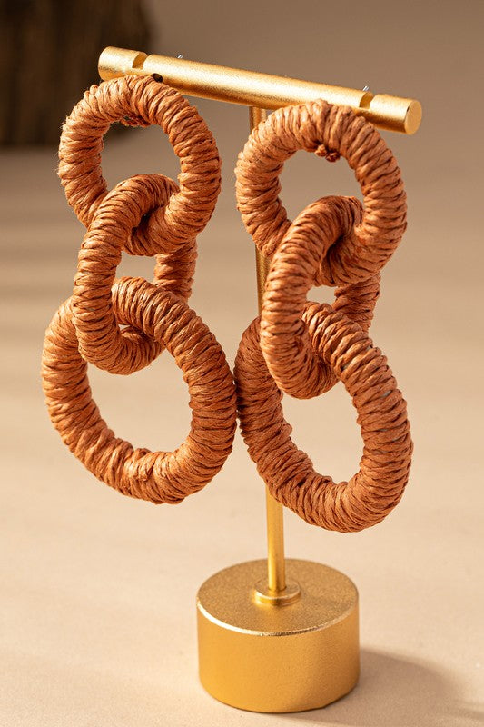 Hemp Rope Wrapped Chunky Wood Hoop Earrings | Modern Boutique Fashion