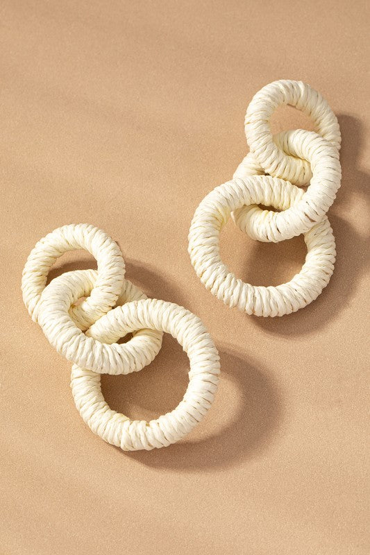 Hemp Rope Wrapped Chunky Wood Hoop Earrings | Modern Boutique Fashion