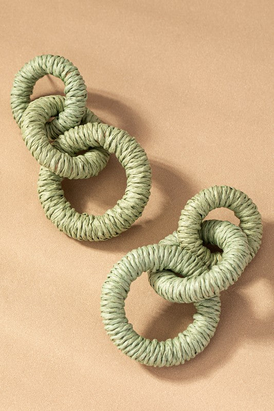 Hemp Rope Wrapped Chunky Wood Hoop Earrings | Modern Boutique Fashion