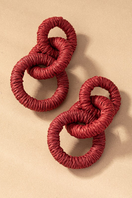 Hemp Rope Wrapped Chunky Wood Hoop Earrings | Modern Boutique Fashion
