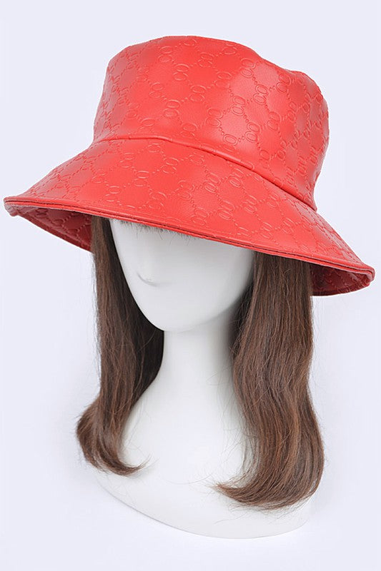 Embossed Pattern Faux Leather Bucket Hat | Modern Boutique Fashion