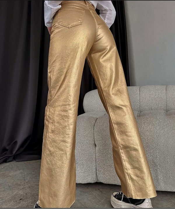 Metallic Flare Leg Pants | Modern Boutique Fashion