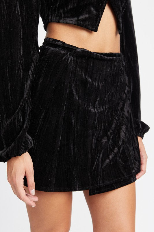 Velvet Mini Wrapped Skirt | Modern Boutique Fashion