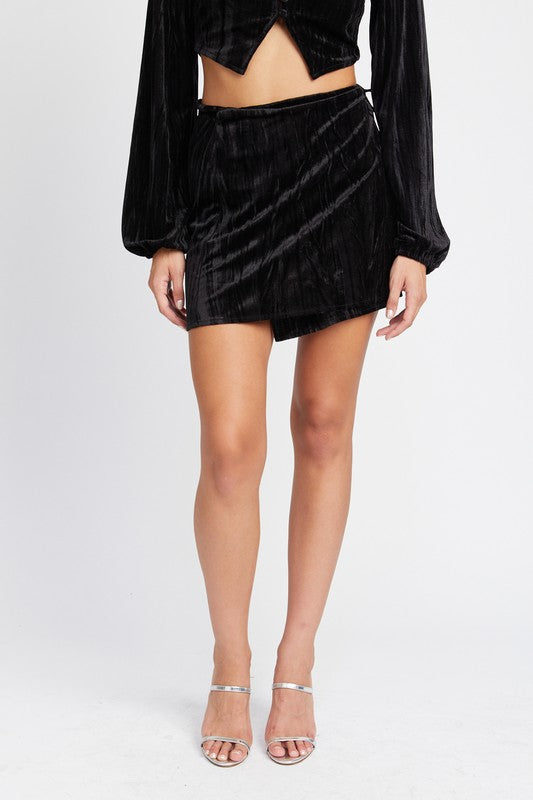 Velvet Mini Wrapped Skirt | Modern Boutique Fashion