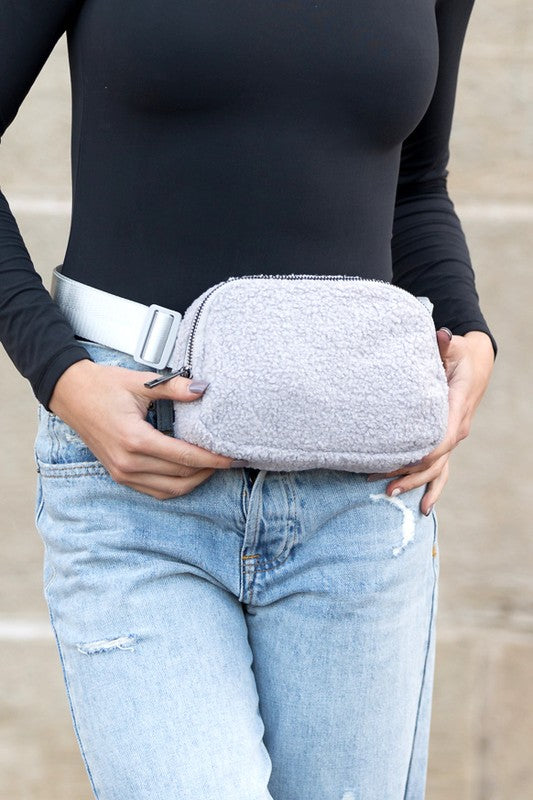 Lola Boucle Sherpa Sling/Belt Bag | Modern Boutique Fashion