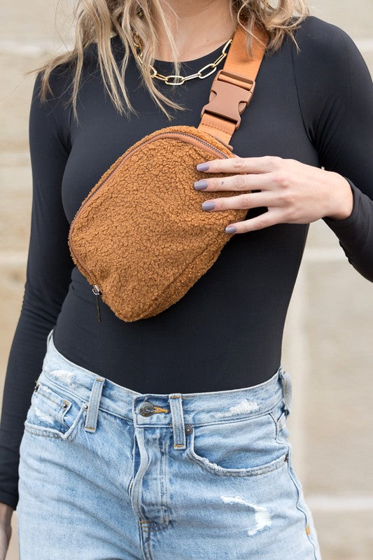 Lola Boucle Sherpa Sling/Belt Bag | Modern Boutique Fashion