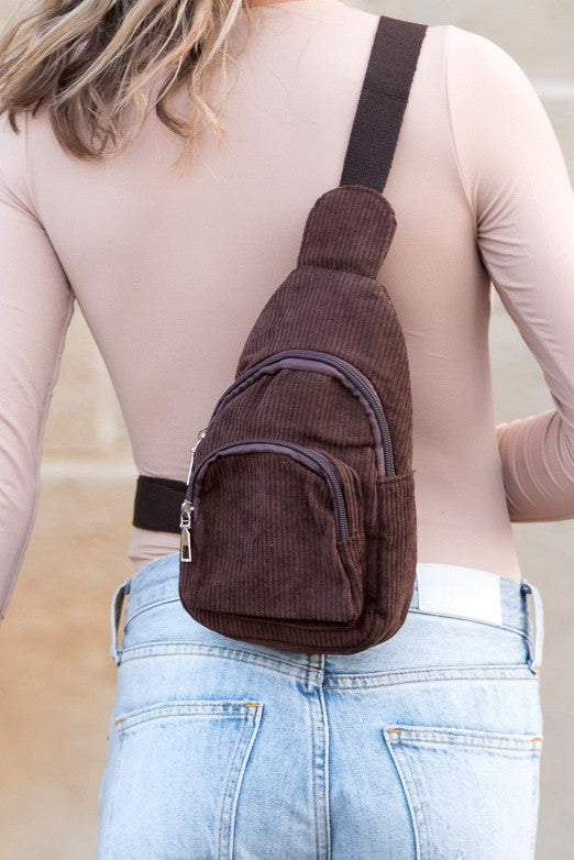 Ingrid Double Zip Corduroy Sling | Modern Boutique Fashion