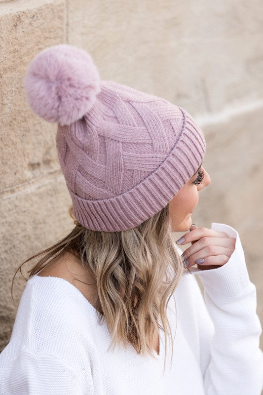Chunky Knit Fur Pom Beanie | Modern Boutique Fashion