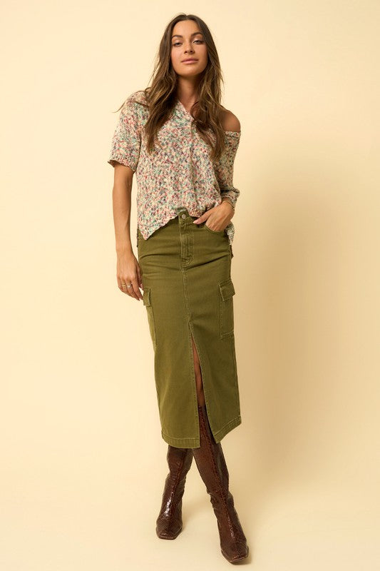 Color Cargo Midi Skirt | Modern Boutique Fashion