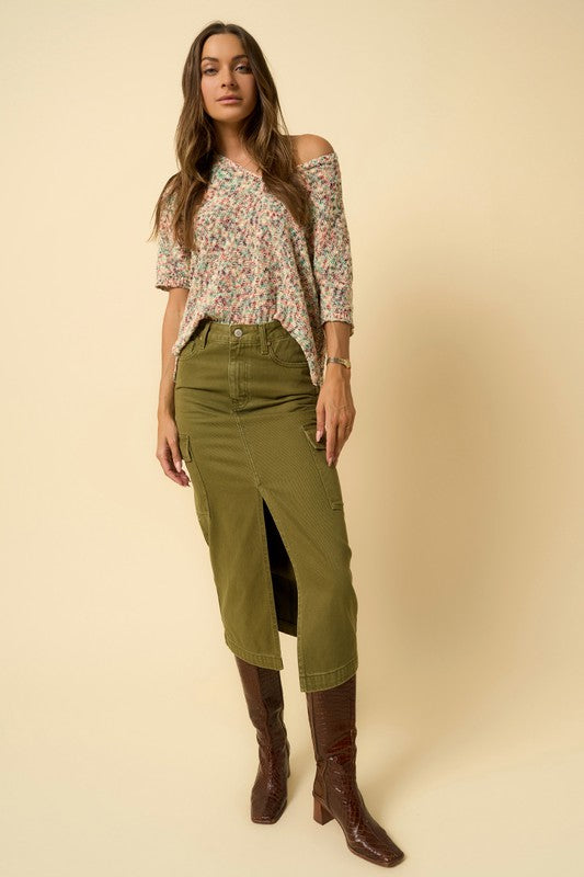 Color Cargo Midi Skirt | Modern Boutique Fashion
