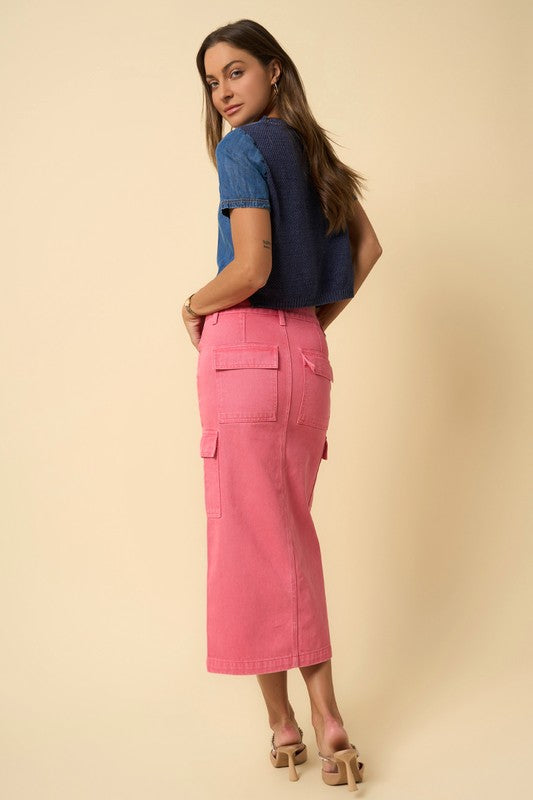 Color Cargo Midi Skirt | Modern Boutique Fashion