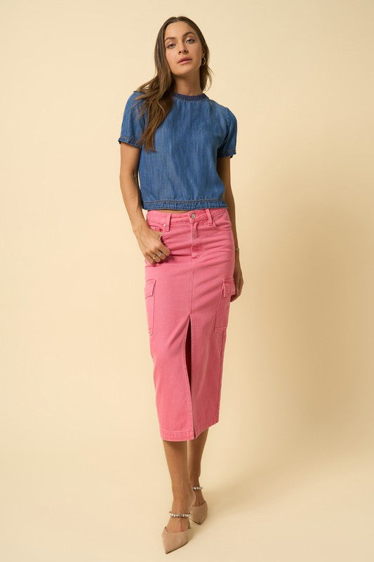 Color Cargo Midi Skirt | Modern Boutique Fashion