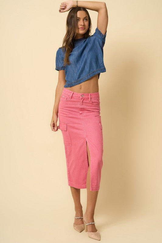 Color Cargo Midi Skirt | Modern Boutique Fashion