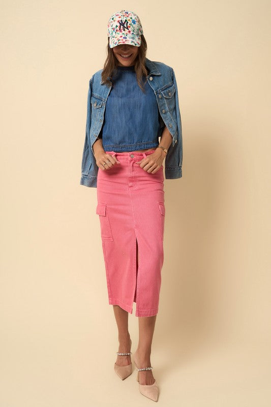 Color Cargo Midi Skirt | Modern Boutique Fashion