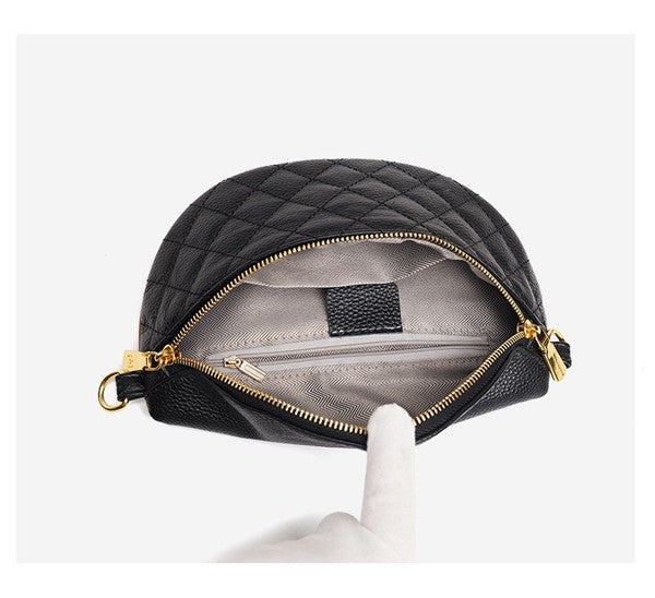 Myra Quilted Leather Crescent Sling Bag | Modern Boutique Fashion