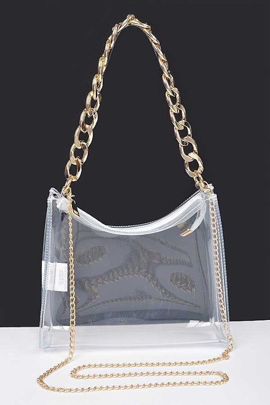 Chunky Chain Clear Transparent Stadium Bag | Modern Boutique Fashion