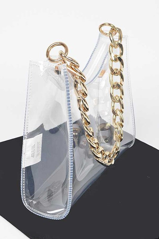 Chunky Chain Clear Transparent Stadium Bag | Modern Boutique Fashion