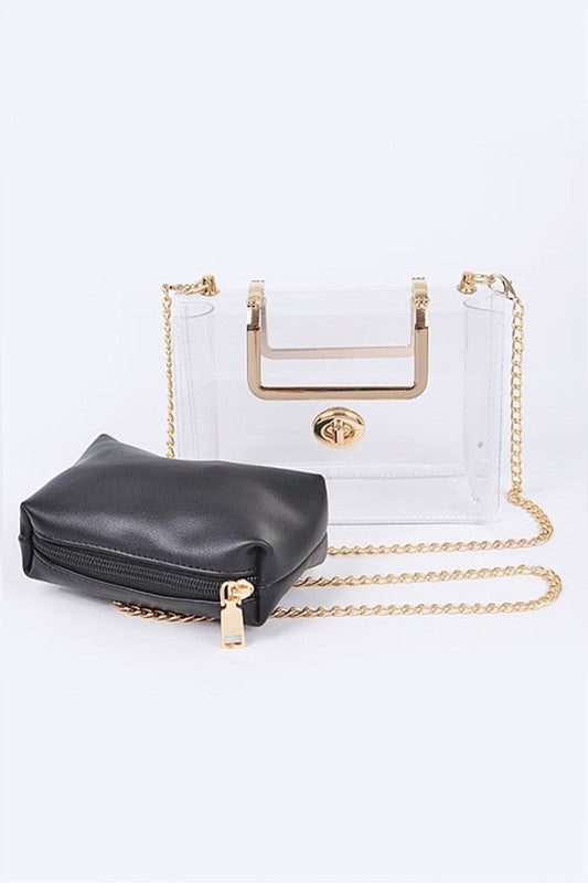 2 In 1 Convertible Clear Clutch Stadium Bag