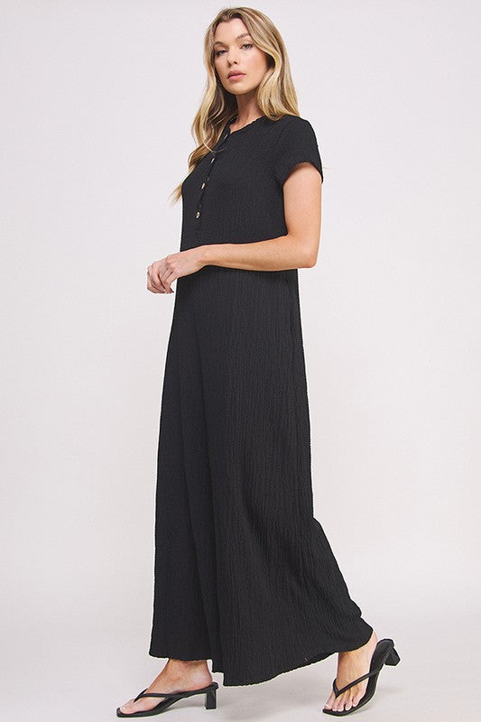 Textured Short Sleeve Jumpsuit | Modern Boutique Fashion