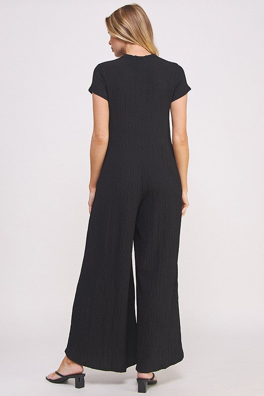 Textured Short Sleeve Jumpsuit | Modern Boutique Fashion