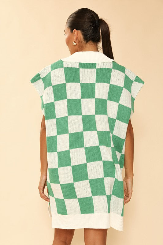 Check Knit Poncho | Modern Boutique Fashion