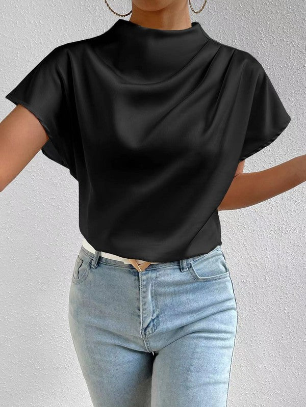 Mock Neck Satin Blouse | Modern Boutique Fashion
