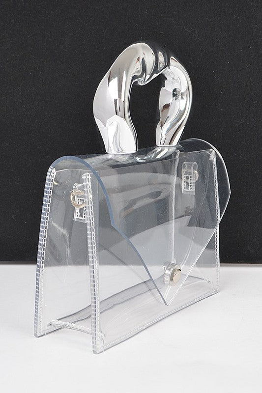 Silver Handle Transparent Stadium Bag | Modern Boutique Fashion
