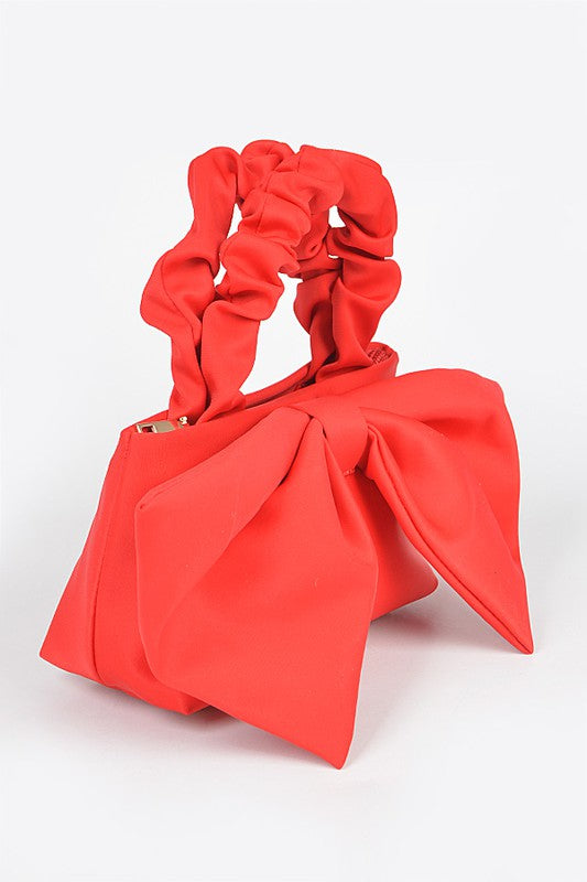 Crinkle Handle Large Bow Tie Clutch Bag | Modern Boutique Fashion