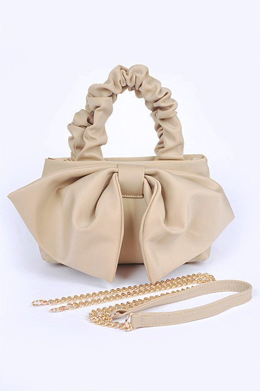 Crinkle Handle Large Bow Tie Clutch Bag | Modern Boutique Fashion