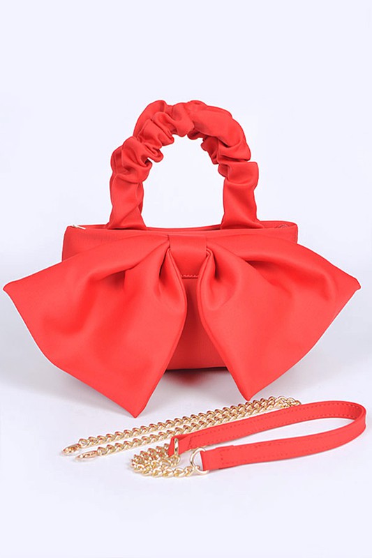 Crinkle Handle Large Bow Tie Clutch Bag | Modern Boutique Fashion