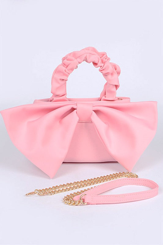 Crinkle Handle Large Bow Tie Clutch Bag | Modern Boutique Fashion