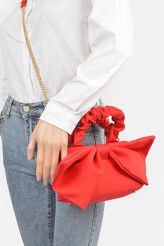 Crinkle Handle Large Bow Tie Clutch Bag | Modern Boutique Fashion