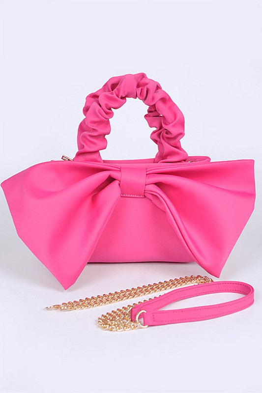 Crinkle Handle Large Bow Tie Clutch Bag | Modern Boutique Fashion