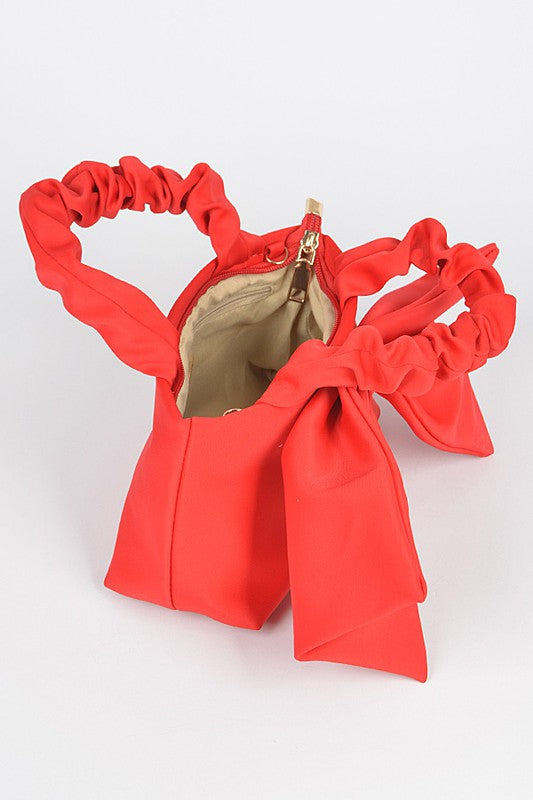 Crinkle Handle Large Bow Tie Clutch Bag | Modern Boutique Fashion