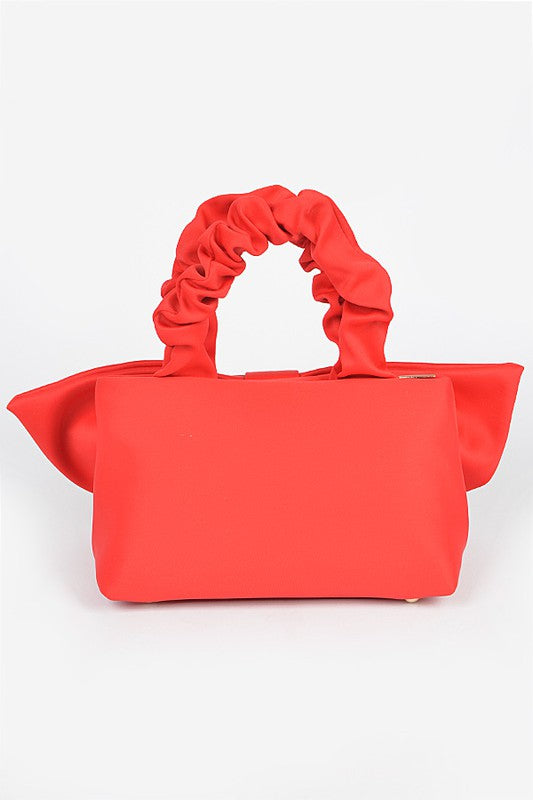 Crinkle Handle Large Bow Tie Clutch Bag | Modern Boutique Fashion
